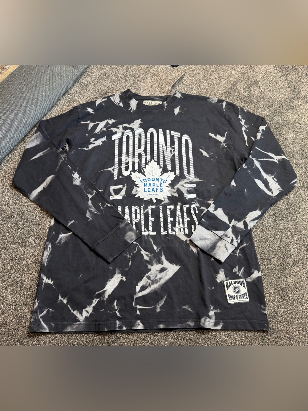 NWT Calhoun Toronto Maple Leafs Tie Dye Long Sleeve NHL Hockey Graphic Tee XL - Picture 2 of 9
